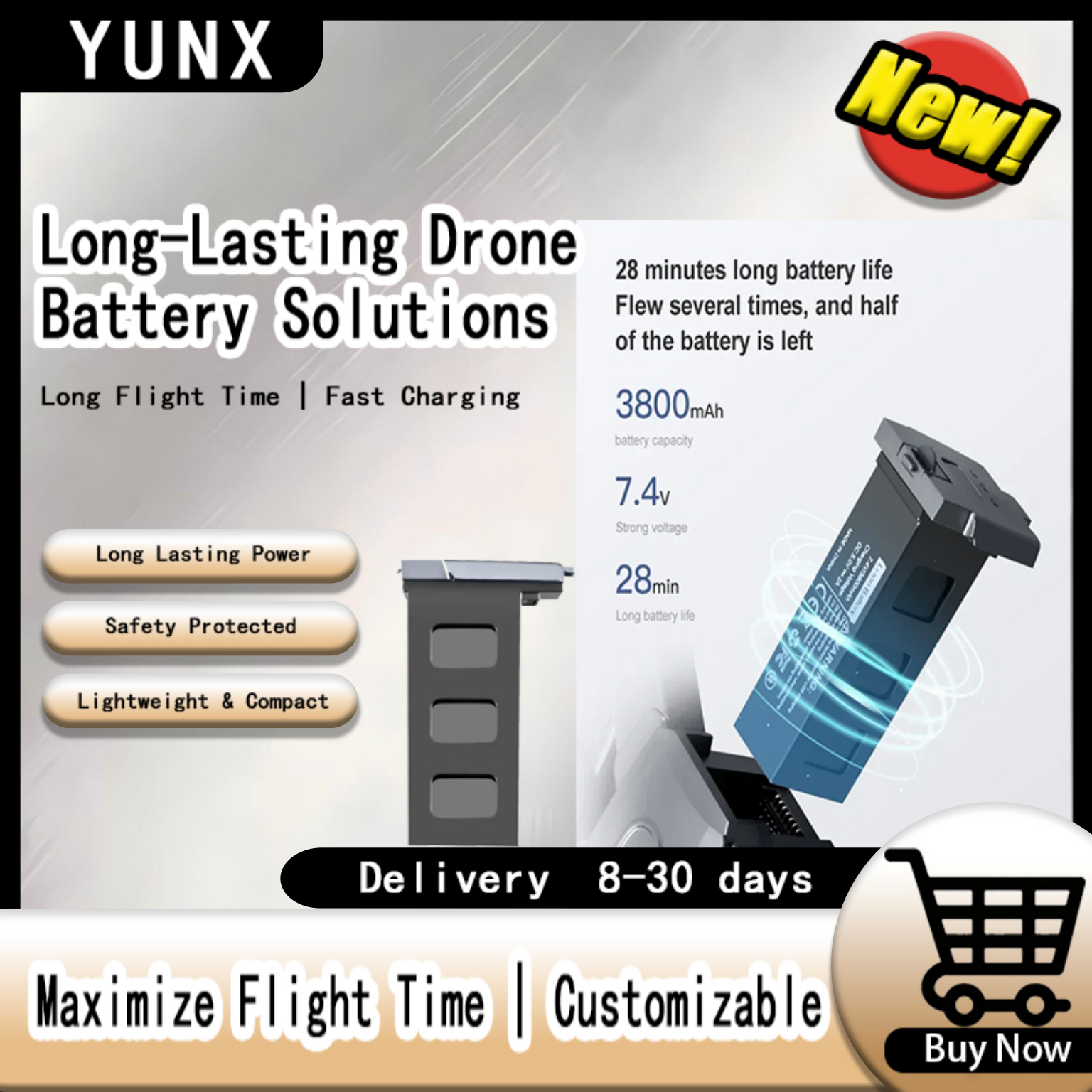 YUNX 7.4V 3800mAh Rechargeable – Lyzrc Drone Bewertung und Preis